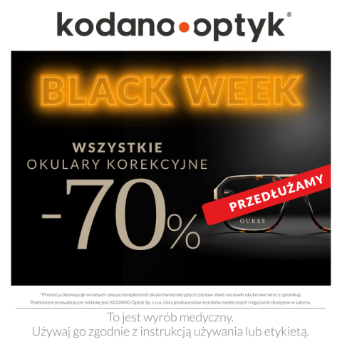 Przedłużamy BLACK WEEK! Wszystkie okulary korekcyjne 70% taniej!