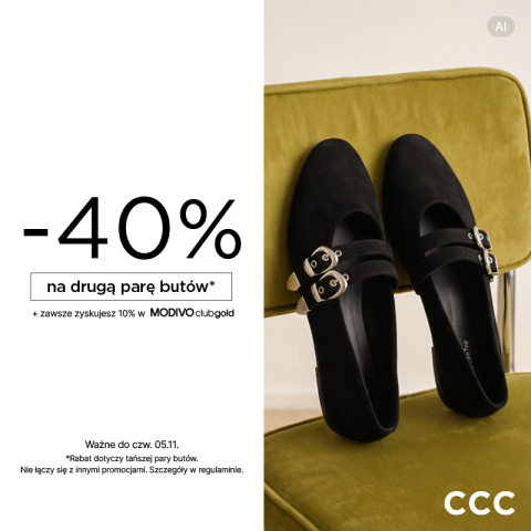 W CCC -40% NA DRUGĄ PARĘ BUTÓW!