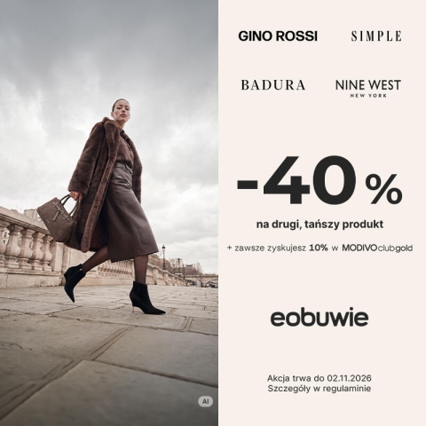 -40% na drugi, tańszy produkt w eobuwie!